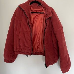 Rust Corduroy Puffer Jacket